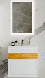 Бриклаер Мебель для ванной Берлин 60 белая с ручкой дуб золотой – фотография-1